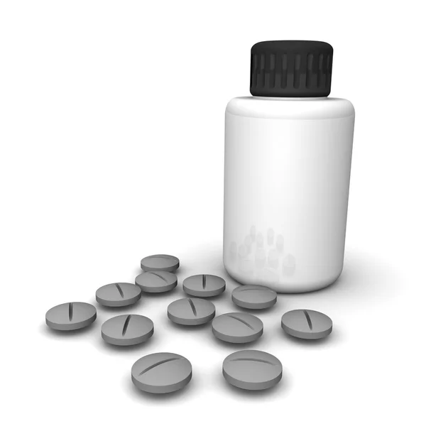 Render of pill bottle and pills — Stock Photo, Image