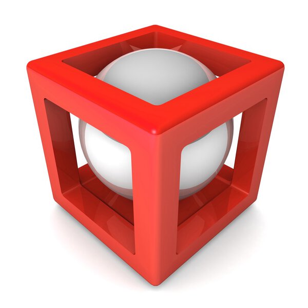 3d cube with sphere inside.