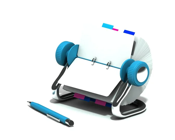 Kleurrijke rolodex en pen — Stockfoto