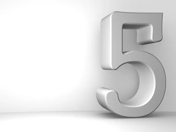 3d bianco numero cinque — Foto Stock