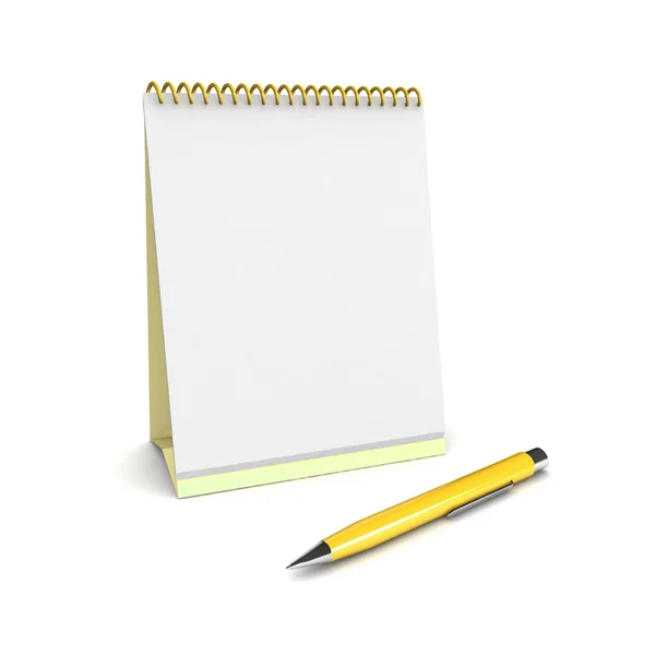3d calendário em branco e caneta — Fotografia de Stock