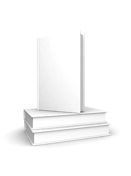 Livros brancos em branco sobre um fundo branco — Fotografia de Stock