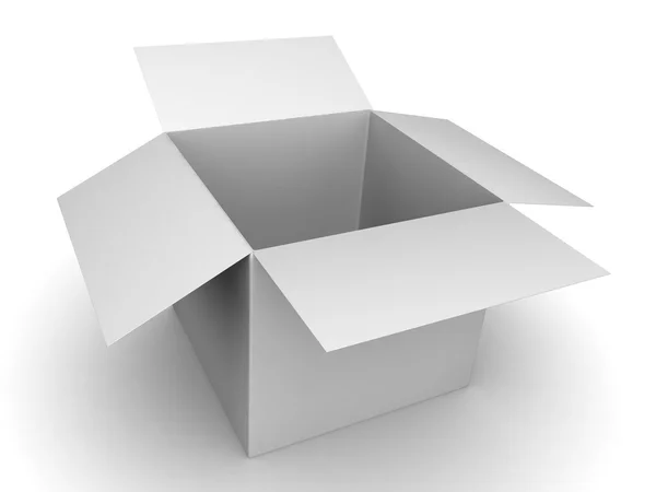 Caixa branca aberta em branco — Fotografia de Stock