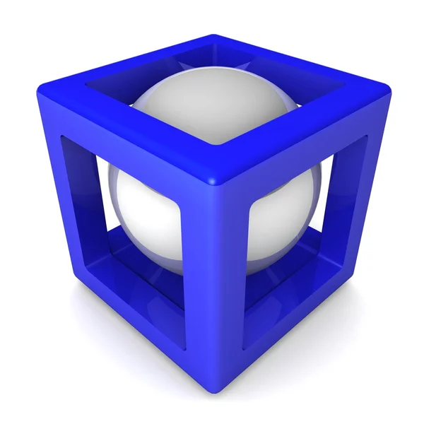 3d cube with sphere inside. — Stock Photo, Image