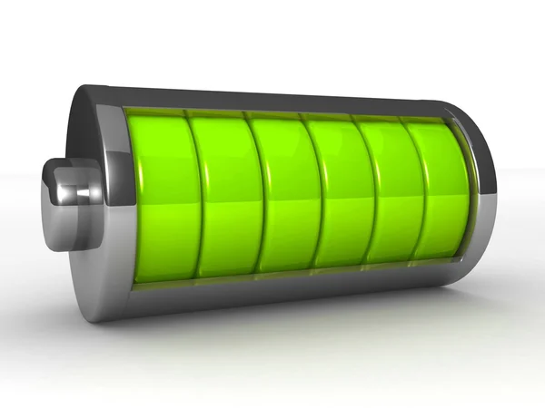 3D symbol naładowanej baterii — Zdjęcie stockowe