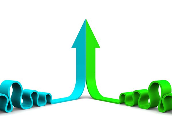 Bright 3d arrows in merging