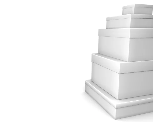 Pile of white blank boxes isolated — Stock Photo, Image