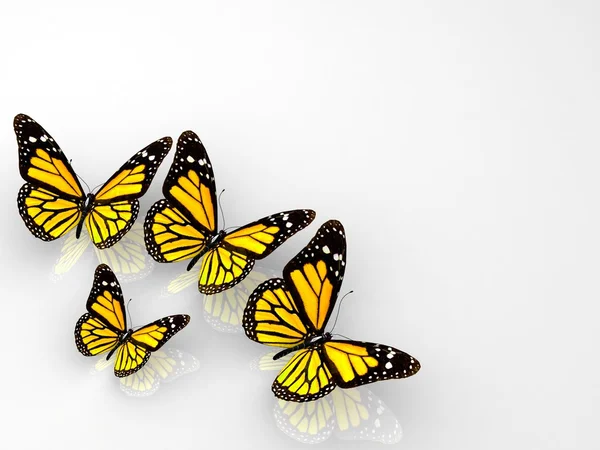 Group of beautiful 3d butterflies — Stock Photo, Image