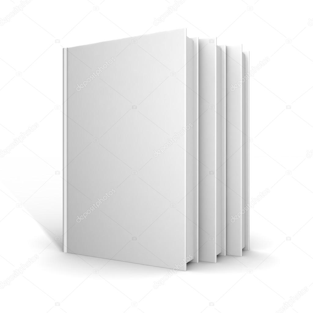 White blank books on a white background