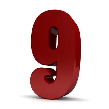 Parlak kırmızı sayı dokuz