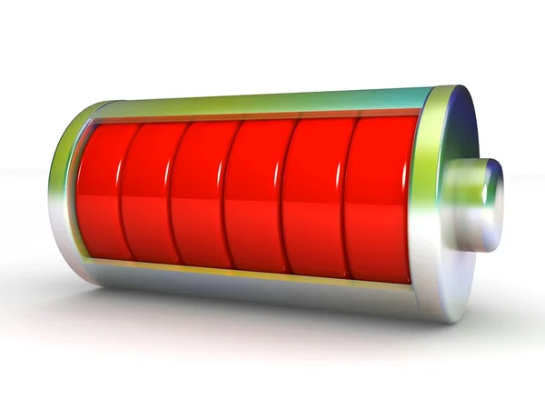 3D symbol baterie, samostatný — Stock fotografie