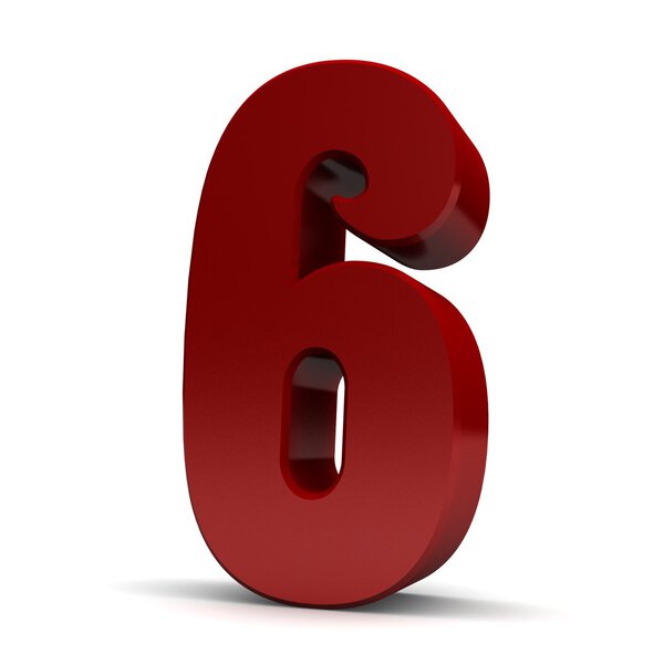 Сияющий красный номер шесть
