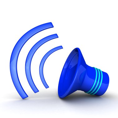 3D hoparlör simgesi mavi.