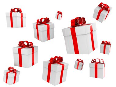 hediye kutuları farklı açılardan izole içinde