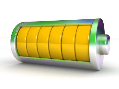 Pil üzerinde beyaz izole