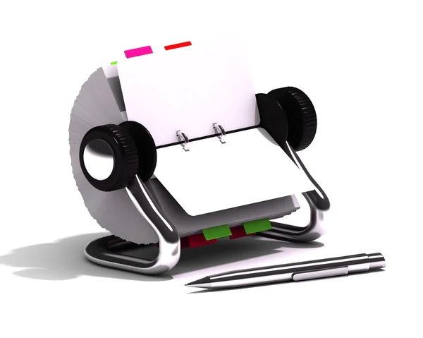Rolodex and silver pen — Stock Photo, Image