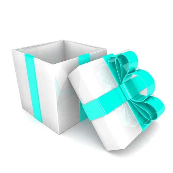 Открыть подарочную коробку с лентой — стоковое фото