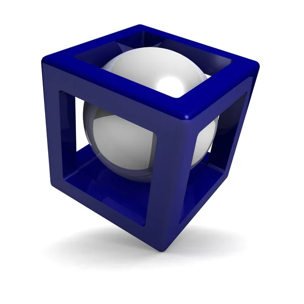 Cube with sphere inside — Stock Photo, Image