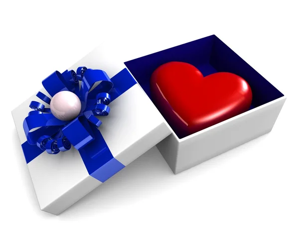 Белые подарочные коробки и сердце . — стоковое фото
