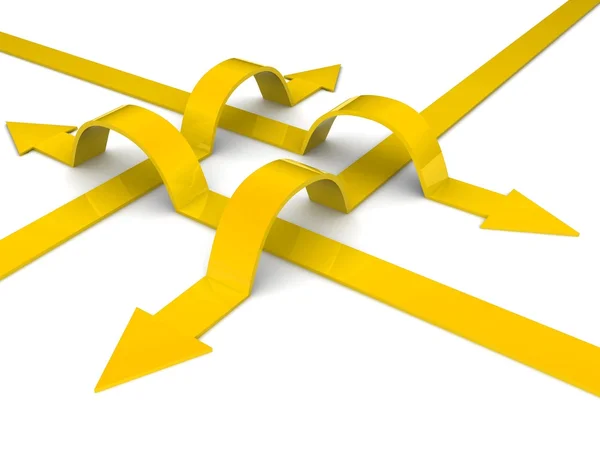 Yellow arrows in different directions — Stock Photo, Image