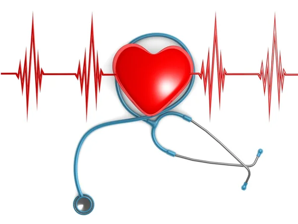 Red Heart and stethoscope — Stock Photo, Image