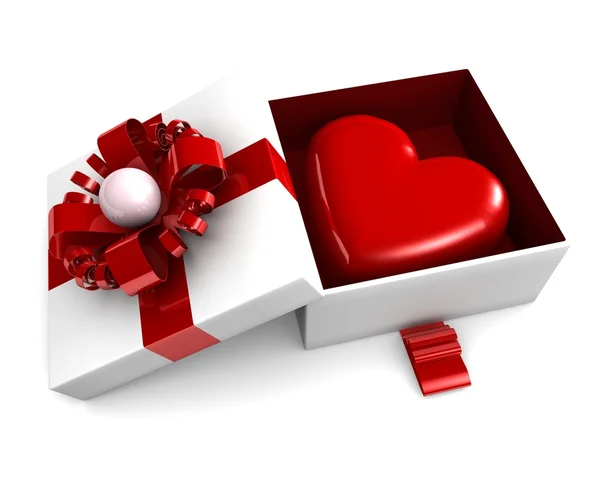 Gift box and heart. — Stock Photo, Image