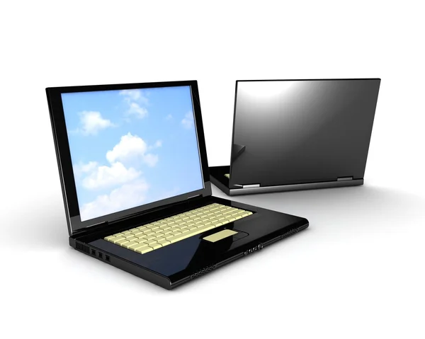 Céu na tela do laptop — Fotografia de Stock