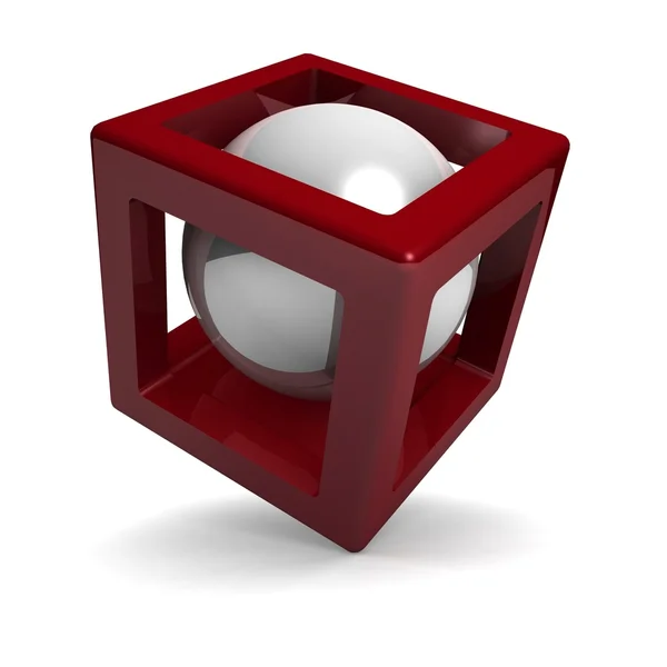 Cube with sphere inside — Stock Photo, Image