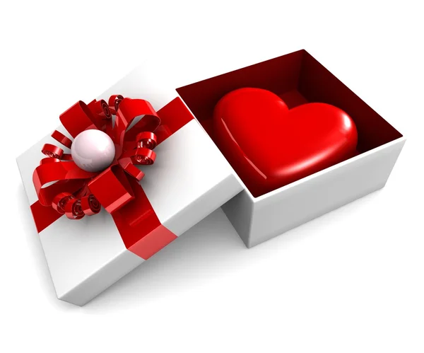 Gift box and heart. — Stock Photo, Image