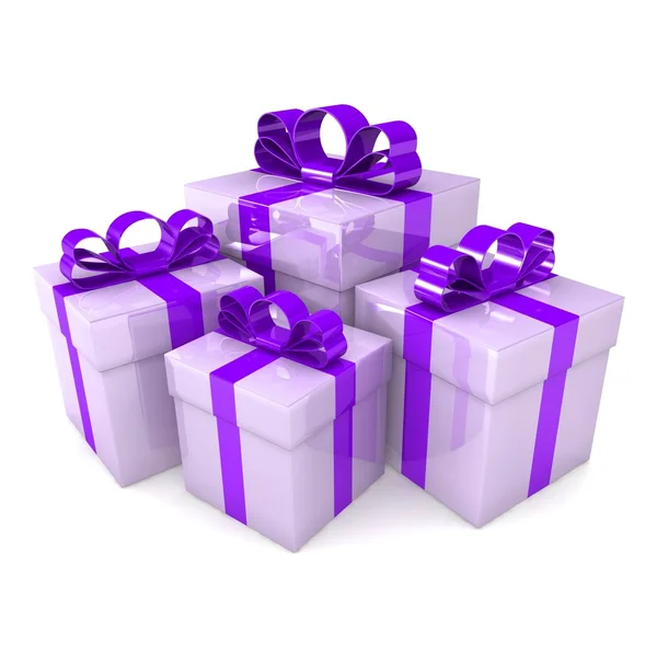 Cajas de regalo con cintas de colores — Foto de Stock