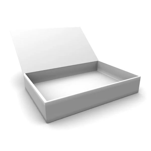 Blanco caja abierta en blanco — Foto de Stock