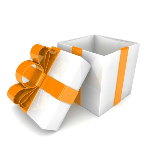 Open gift box with ribbon bow — Stock Photo, Image