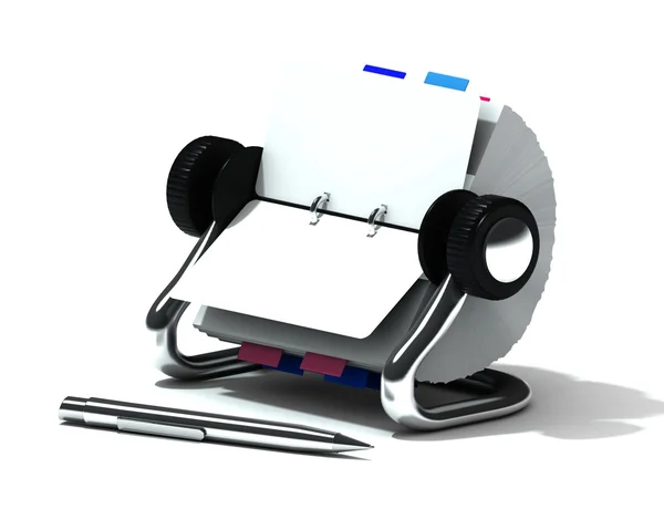 Rolodex en zilver pen — Stockfoto