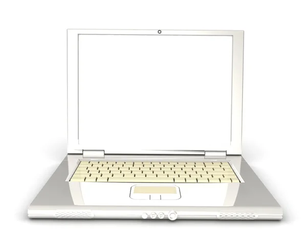 3D-laptop op witte achtergrond — Stockfoto