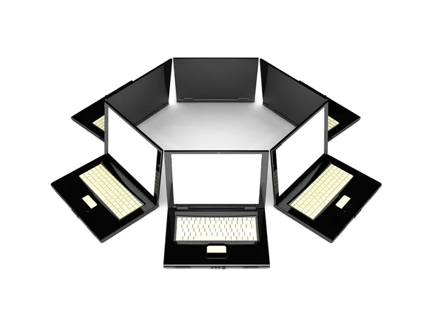 3D-laptops met een leeg scherm — Stockfoto