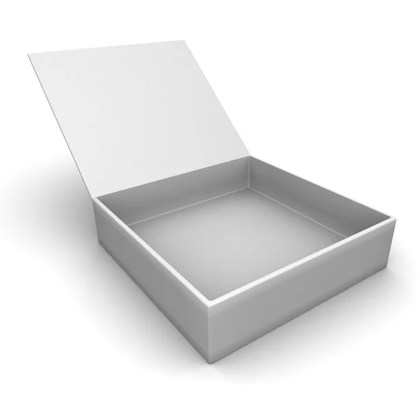 Blanco caja abierta en blanco aislado — Foto de Stock