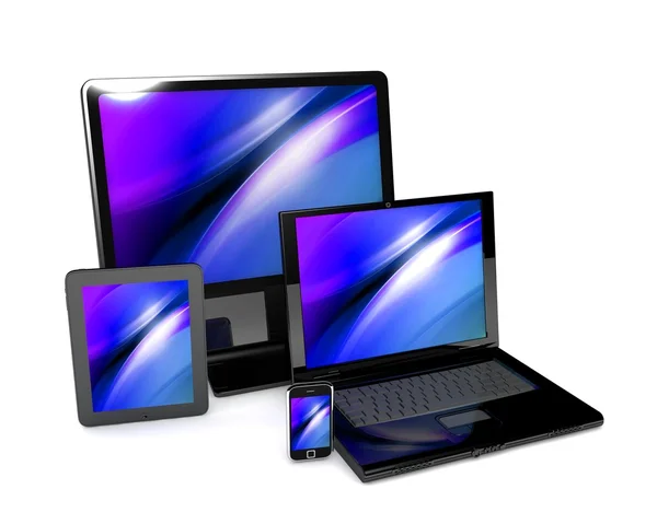 Set of computer devices isolated — Stock Photo, Image