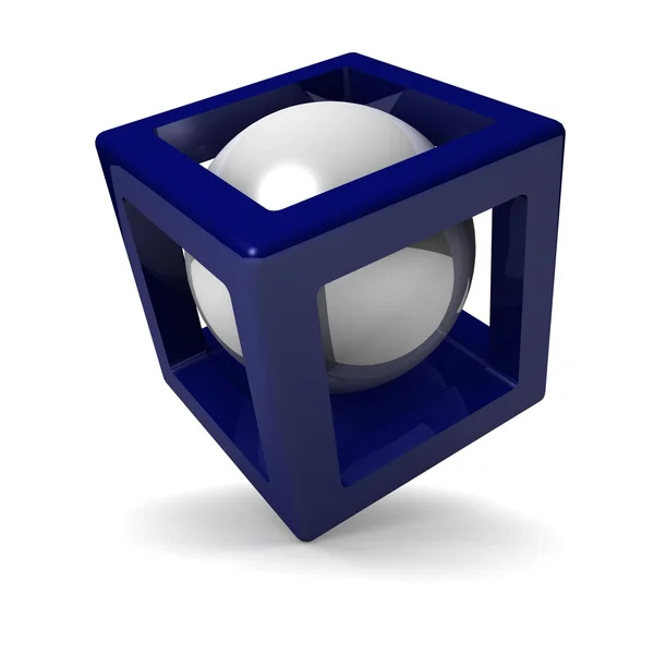 Cube with sphere inside — Stock Photo, Image