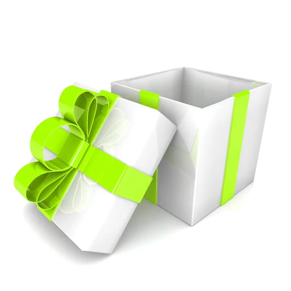 Open gift box with ribbon bow — Stock Photo, Image