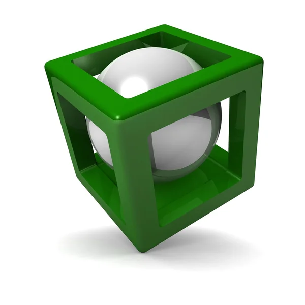 Cube with sphere inside — Stock Photo, Image