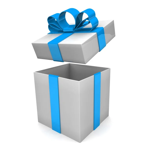 Open gift box with ribbon bow — Stock Photo, Image