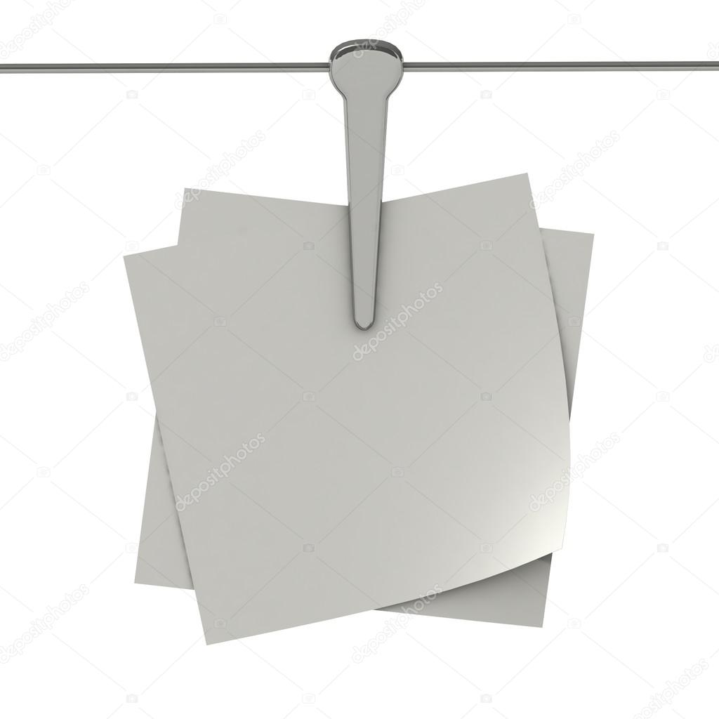 Blank notepaper hanging