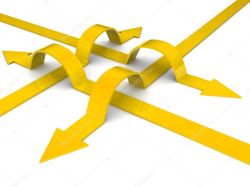 Yellow arrows in different directions