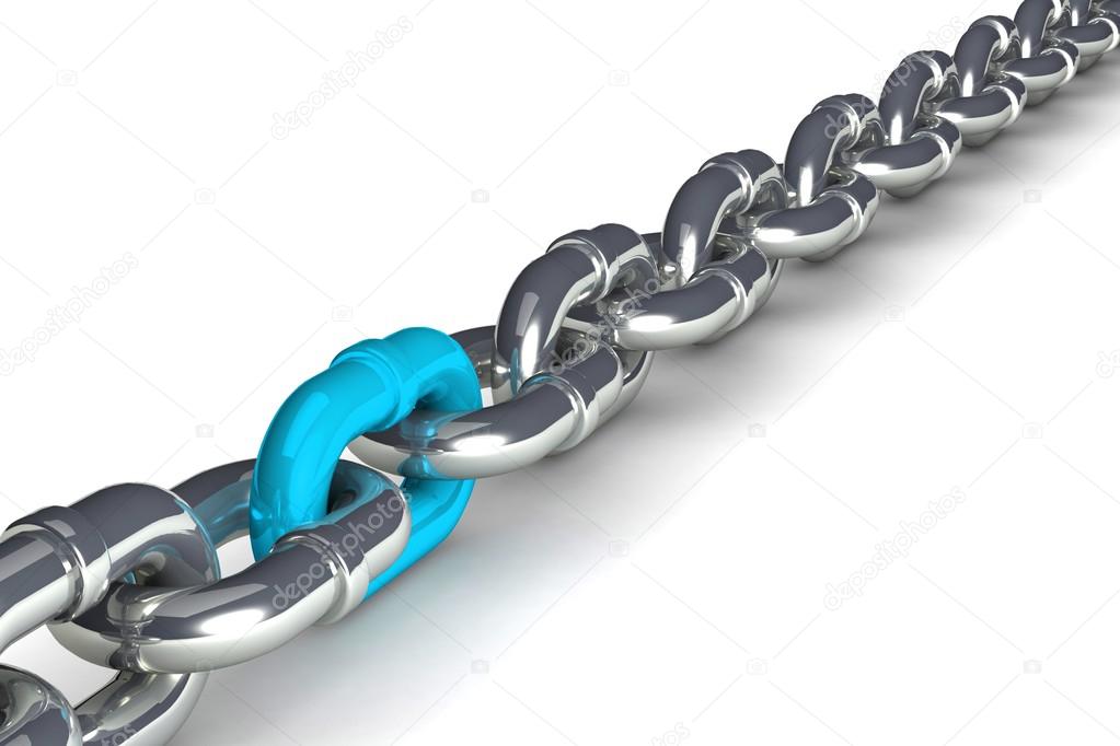 single chain link isolated on white