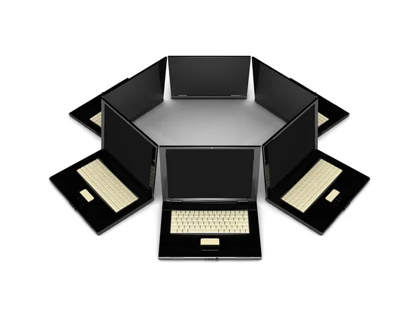 3d black laptops — Stock Photo, Image
