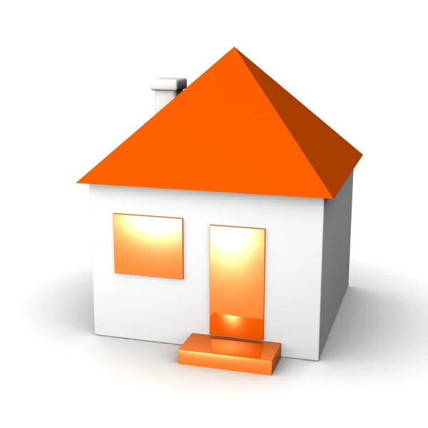 橙色和白色的房子图标 — 图库照片