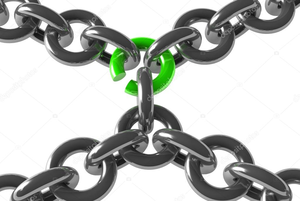Chain with one link about to break