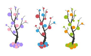 soyut renkli ağaçlar