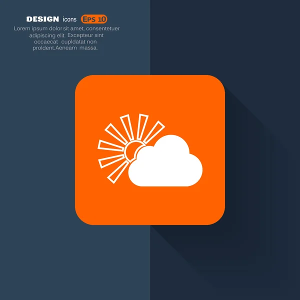 Sun behind cloud web icon — Stock Vector