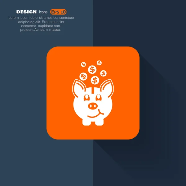 Piggy spindelväv ikonen — Stock vektor